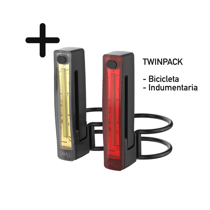Luces delantera y trasera Knog Blinder Plus+ Twinpack para bicicleta e indumentaria